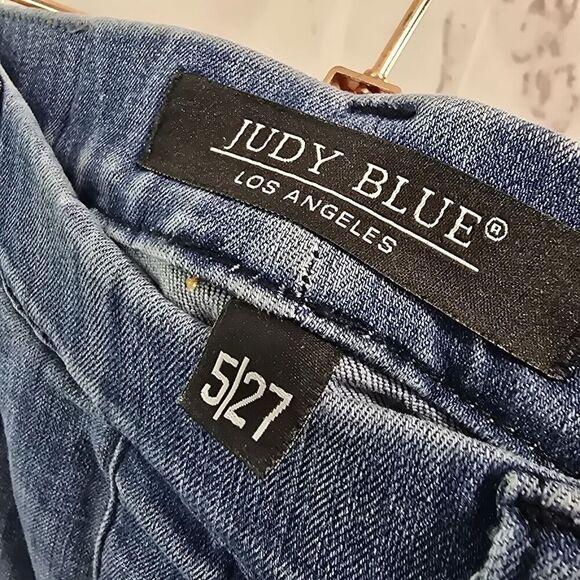 Judy Blue Jeans Womens 5 27 Skinny Fit Jogger Pull On High Rise Crop Frayed - Picture 3 of 12